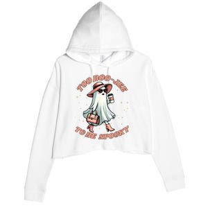 Cute Halloween Boo Jee Ghost Girl Women Boujee Spooky Crop Fleece Hoodie