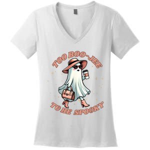 Cute Halloween Boo Jee Ghost Girl Women Boujee Spooky Women's V-Neck T-Shirt