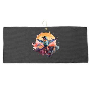 Colorful Hummingbird Bird Watching Earth Day Nature Lovers Large Microfiber Waffle Golf Towel