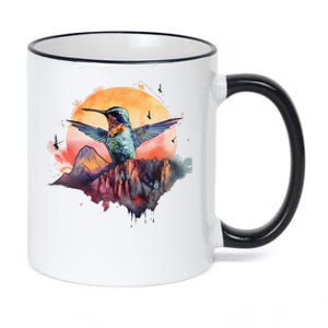 Colorful Hummingbird Bird Watching Earth Day Nature Lovers 11oz Black Color Changing Mug