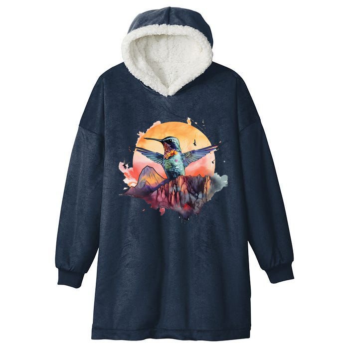 Colorful Hummingbird Bird Watching Earth Day Nature Lovers Hooded Wearable Blanket