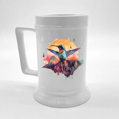 Colorful Hummingbird Bird Watching Earth Day Nature Lovers Beer Stein