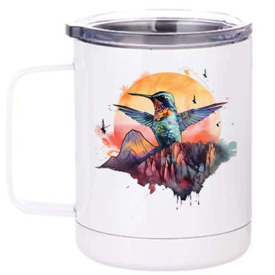 Colorful Hummingbird Bird Watching Earth Day Nature Lovers 12 oz Stainless Steel Tumbler Cup