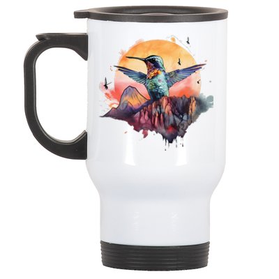 Colorful Hummingbird Bird Watching Earth Day Nature Lovers Stainless Steel Travel Mug