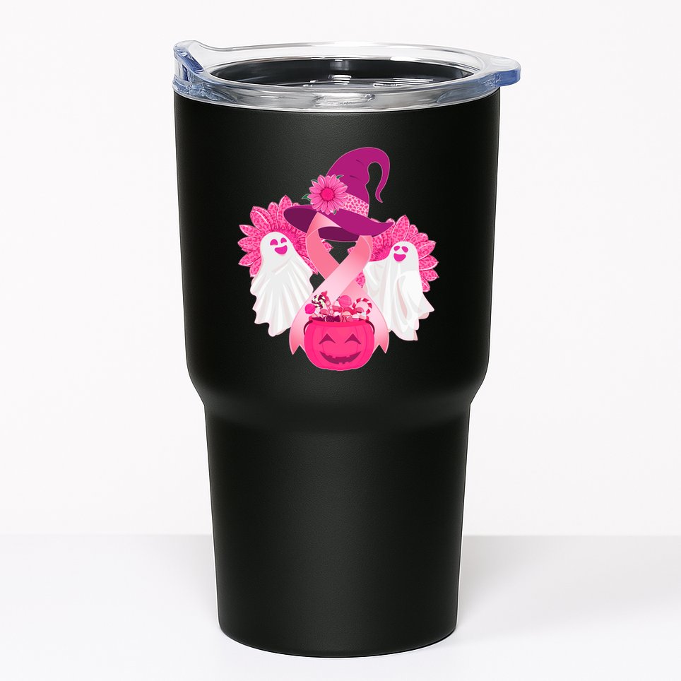 Cute Halloween Breast Cancer Awareness Tumbler