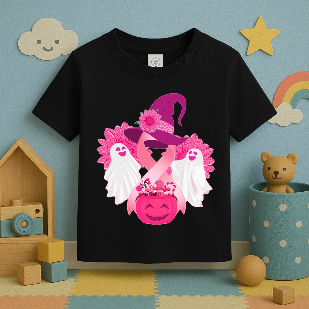 Cute Halloween Breast Cancer Awareness Toddler T-Shirt