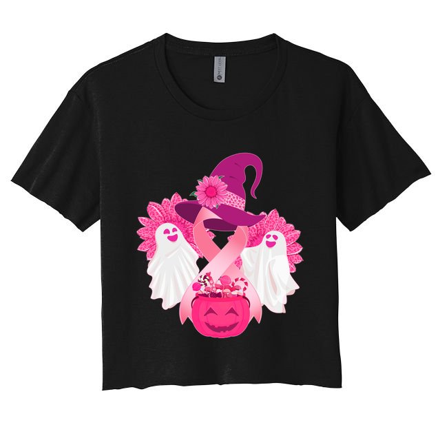 Cute Halloween Breast Cancer Awareness Crop Top