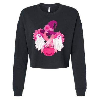 Cute Halloween Breast Cancer Awareness Cropped Pullover Crew