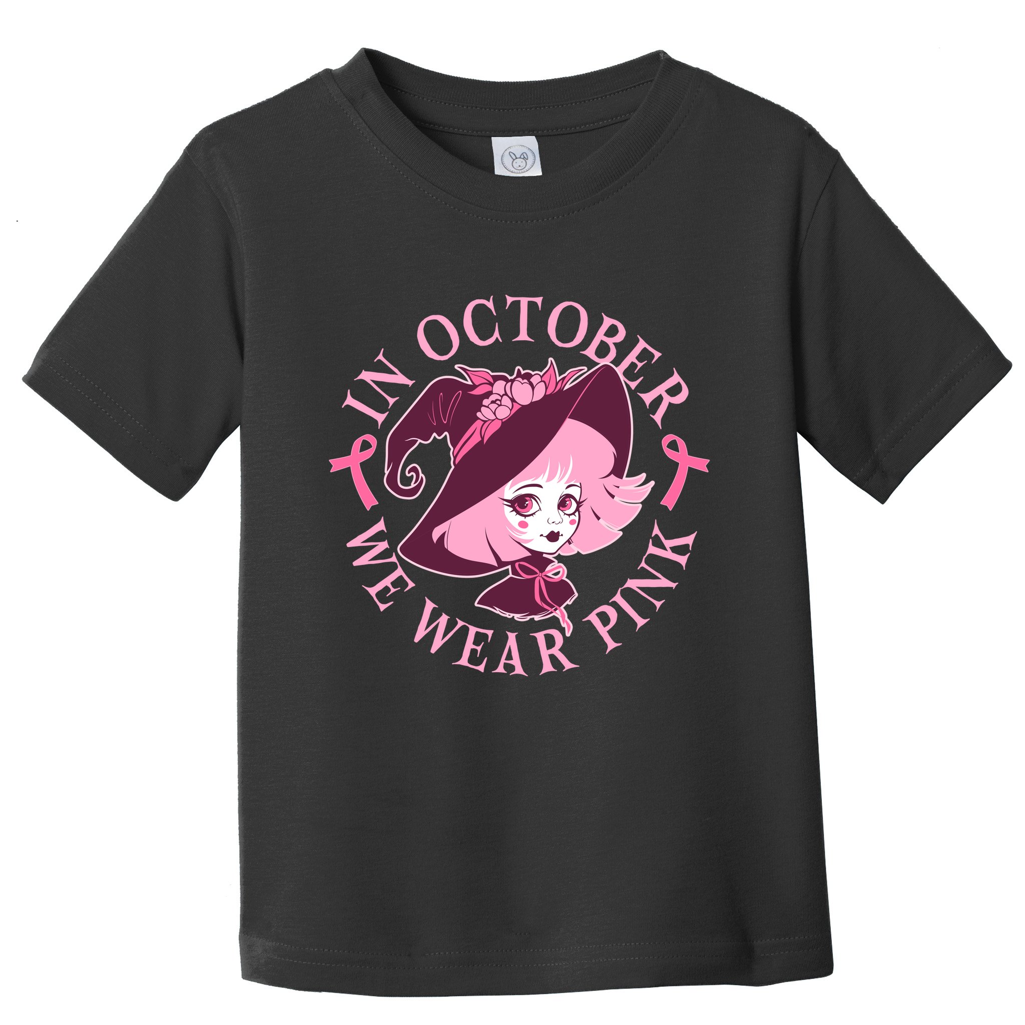 Cute Halloween Breast Cancer Awareness In October We Wear Pink Witch Toddler T-Shirt
