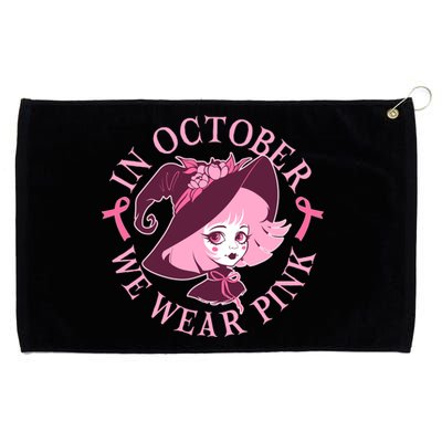 Cute Halloween Breast Cancer Awareness In October We Wear Pink Witch Grommeted Golf Towel