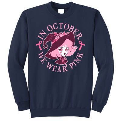 Cute Halloween Breast Cancer Awareness In October We Wear Pink Witch Sweatshirt