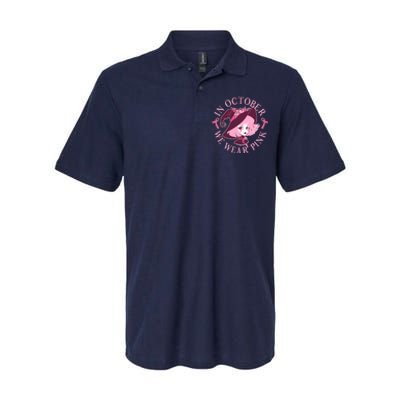 Cute Halloween Breast Cancer Awareness In October We Wear Pink Witch Softstyle Adult Sport Polo