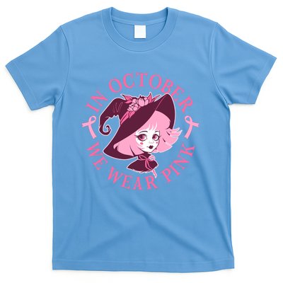 Cute Halloween Breast Cancer Awareness In October We Wear Pink Witch T-Shirt