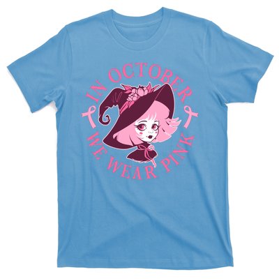 Cute Halloween Breast Cancer Awareness In October We Wear Pink Witch T-Shirt