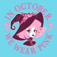 Cute Halloween Breast Cancer Awareness In October We Wear Pink Witch Premium T-Shirt