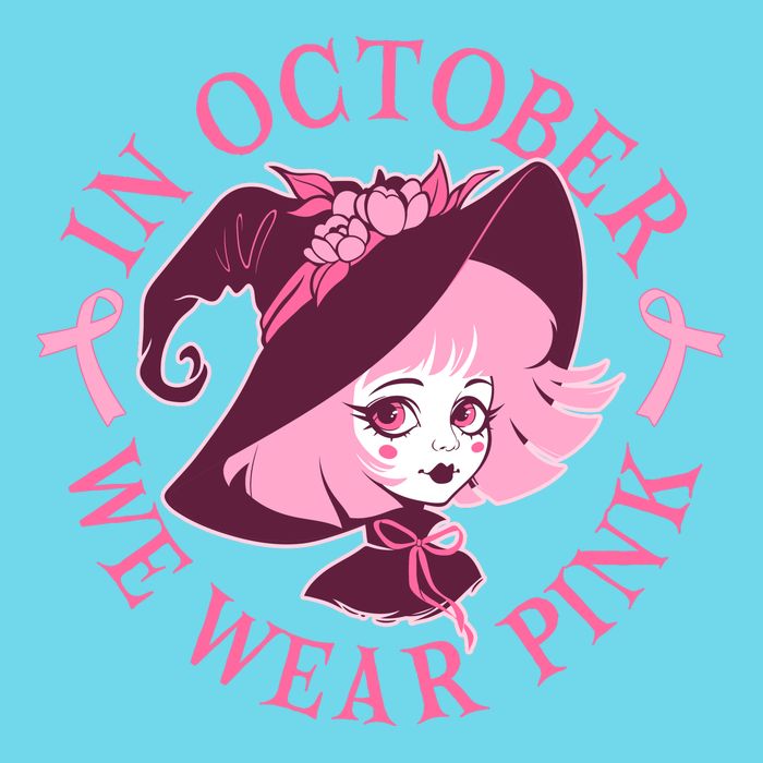 Cute Halloween Breast Cancer Awareness In October We Wear Pink Witch Premium T-Shirt