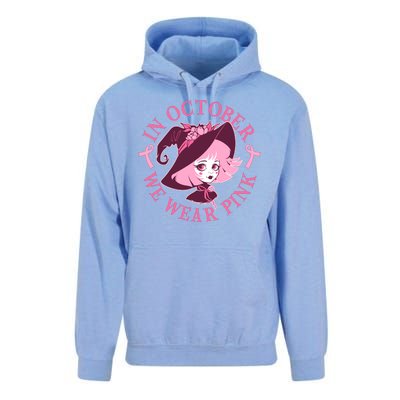 Cute Halloween Breast Cancer Awareness In October We Wear Pink Witch Unisex Surf Hoodie