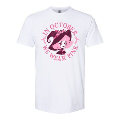 Cute Halloween Breast Cancer Awareness In October We Wear Pink Witch Softstyle CVC T-Shirt