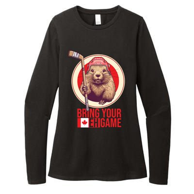 Canadian Hockey Beaver Canada Day Bring Your Eh! Game Funny Gift Womens CVC Long Sleeve Shirt