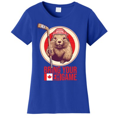 Canadian Hockey Beaver Canada Day Bring Your Eh! Game Funny Gift Women's T-Shirt