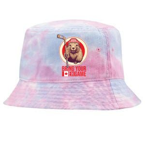 Canadian Hockey Beaver Canada Day Bring Your Eh! Game Funny Gift Tie-Dyed Bucket Hat