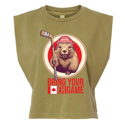 Canadian Hockey Beaver Canada Day Bring Your Eh! Game Funny Gift Garment-Dyed Women's Muscle Tee