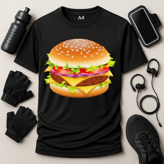 Cheeseburger Hamburger Burger Funny Food Halloween Costume Cooling Performance Crew T-Shirt