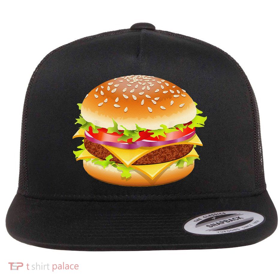 Cheeseburger Hamburger Burger Funny Food Halloween Costume Flatbill Hat