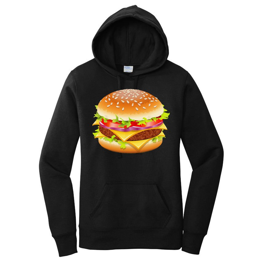 Cheeseburger Hamburger Burger Funny Food Halloween Costume Women's Pullover Hoodie