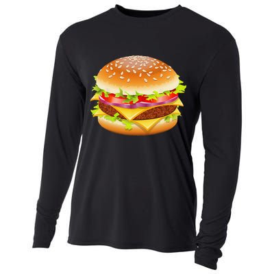 Cheeseburger Hamburger Burger Funny Food Halloween Costume Cooling Performance Long Sleeve Crew