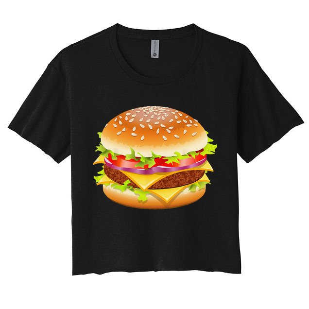 Cheeseburger Hamburger Burger Funny Food Halloween Costume Crop Top
