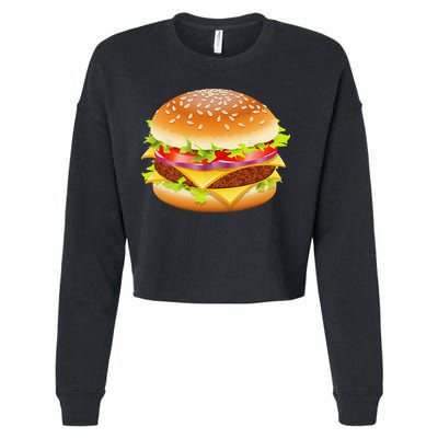 Cheeseburger Hamburger Burger Funny Food Halloween Costume Cropped Pullover Crew