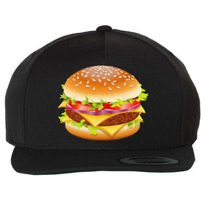 Cheeseburger Hamburger Burger Funny Food Halloween Costume Wool Snapback Cap