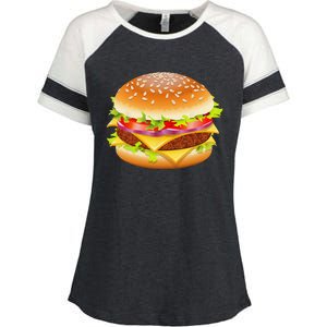 Cheeseburger Hamburger Burger Funny Food Halloween Costume Enza Ladies Jersey Colorblock Tee