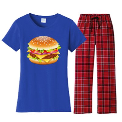 Cheeseburger Hamburger Burger Funny Food Halloween Costume Women's Flannel Pajama Set