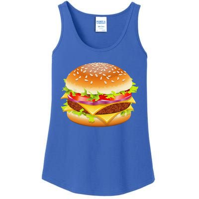 Cheeseburger Hamburger Burger Funny Food Halloween Costume Ladies Essential Tank