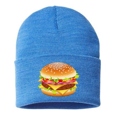 Cheeseburger Hamburger Burger Funny Food Halloween Costume Sustainable Knit Beanie