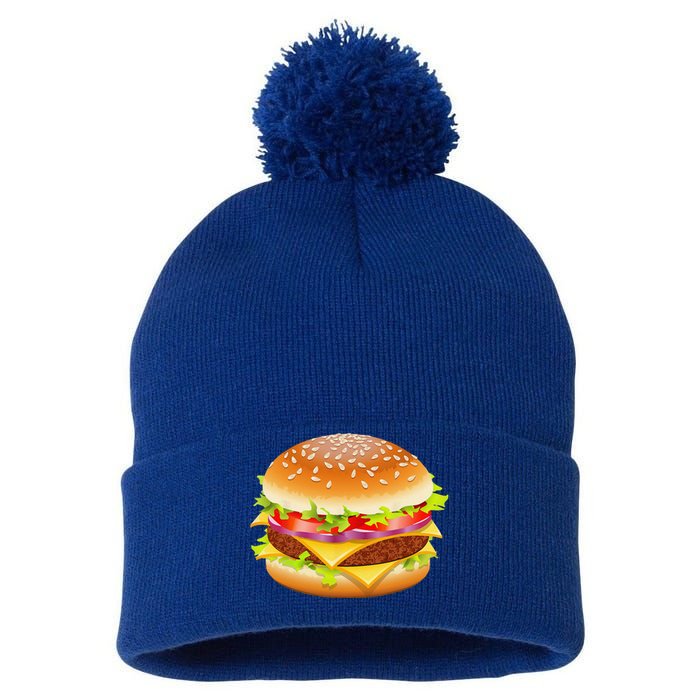 Cheeseburger Hamburger Burger Funny Food Halloween Costume Pom Pom 12in Knit Beanie