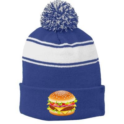 Cheeseburger Hamburger Burger Funny Food Halloween Costume Stripe Pom Pom Beanie