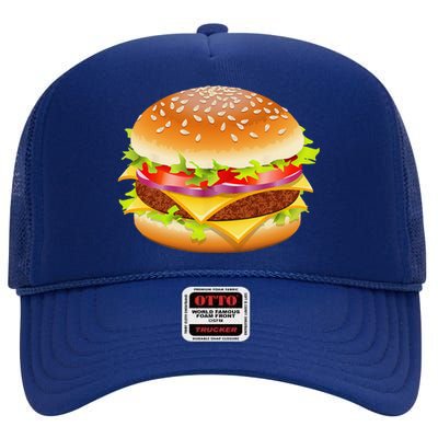 Cheeseburger Hamburger Burger Funny Food Halloween Costume High Crown Mesh Back Trucker Hat