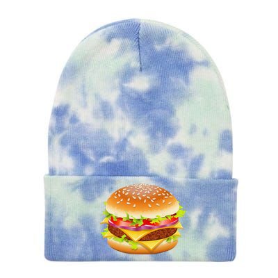 Cheeseburger Hamburger Burger Funny Food Halloween Costume Tie Dye 12in Knit Beanie