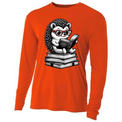 Cute Hedgehog Book Nerd Funny Readers Cooling Performance Long Sleeve Crew