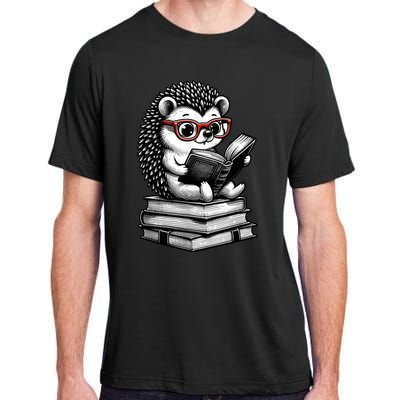 Cute Hedgehog Book Nerd Funny Readers Adult ChromaSoft Performance T-Shirt