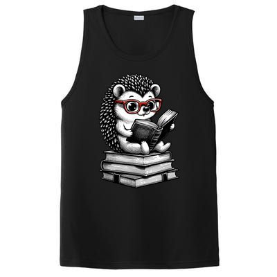 Cute Hedgehog Book Nerd Funny Readers PosiCharge Competitor Tank