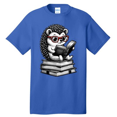 Cute Hedgehog Book Nerd Funny Readers Tall T-Shirt