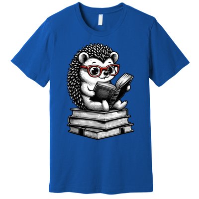 Cute Hedgehog Book Nerd Funny Readers Premium T-Shirt