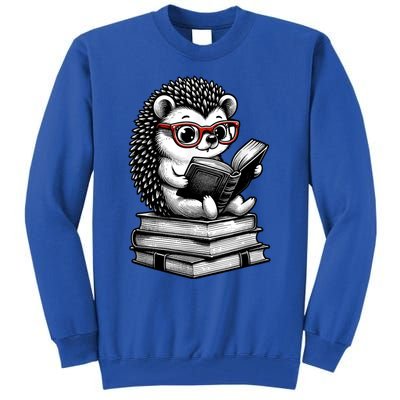 Cute Hedgehog Book Nerd Funny Readers Tall Sweatshirt