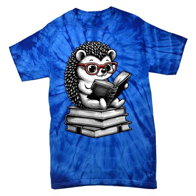 Cute Hedgehog Book Nerd Funny Readers Tie-Dye T-Shirt