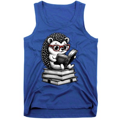 Cute Hedgehog Book Nerd Funny Readers Tank Top