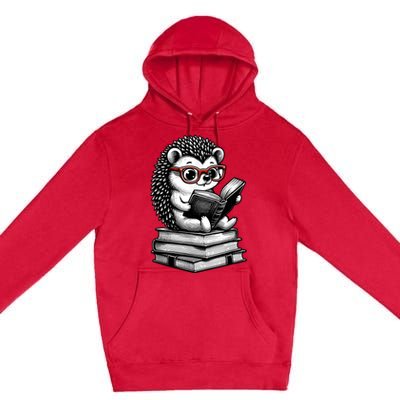 Cute Hedgehog Book Nerd Funny Readers Premium Pullover Hoodie